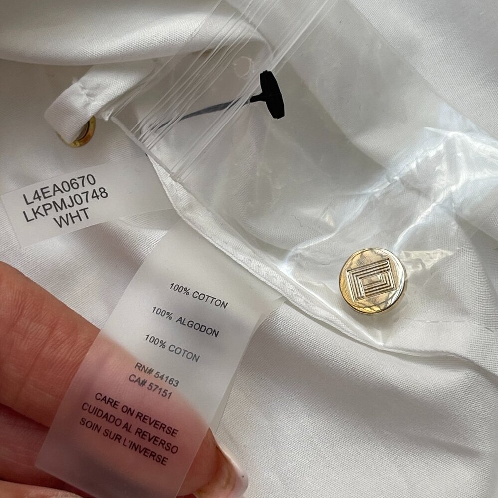 NWT $100 Karl Lagerfeld Paris limited edition white Cotton lace up Top - Picture 9 of 10